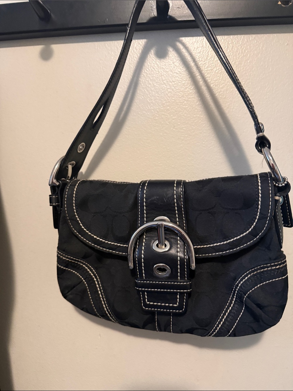 Coach Soho Signature Flap/Buckle Shoulder Bag, style 6818 Y2K bag